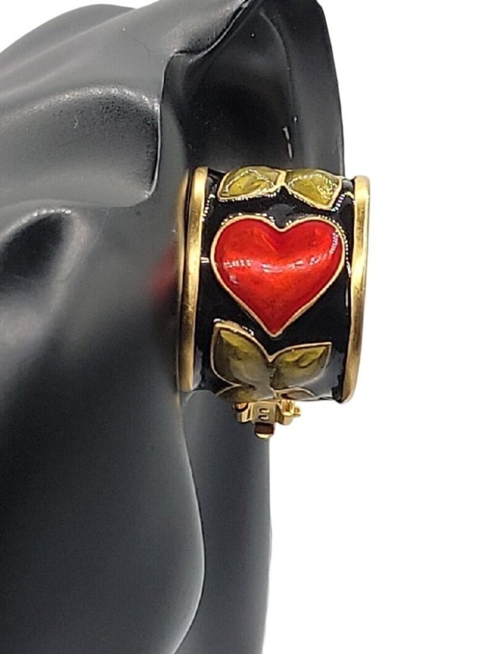 Vtg Karl Lagerfeld Tyrolean Enamel Clip-On Earrings Oversized 1997 Runway Show